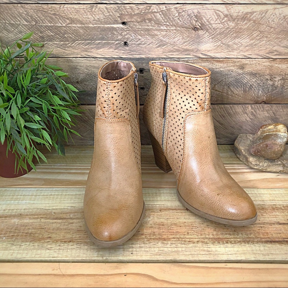 Charming Charlie tan vegan leather ankle booties